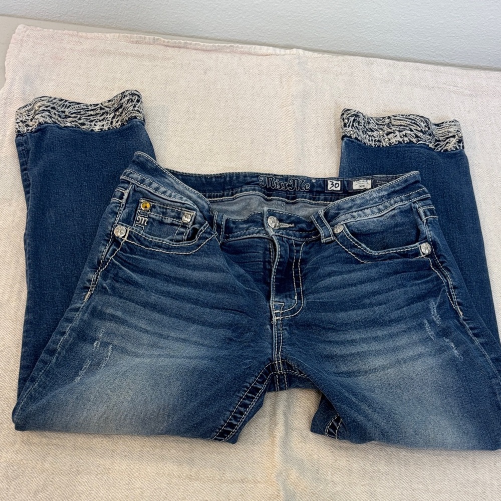 Miss Me Dark Blue Cropped Jeans